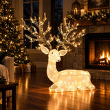 Tangkula Christmas Lighted Kneeling Reindeer, 3D Buck with Large Antler