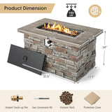Tangkula 50,000 BTU Propane Fire Pit Table, 43.5 Inch Rectangle Fire Table with Faux Stone Surface