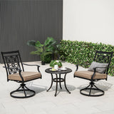 Tangkula Patio Swivel Dining Chairs Set of 2, Heavy Duty Metal Outdoor Dining Chairs with Thick Cushions