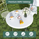 Tangkula 32" Round Folding Table, Portable Picnic Table with All-Weather HDPE Tabletop