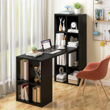 Tangkula Computer Desk with Bookshelf, Space Saving Computer Desk with 12 Shelves