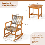 Tangkula 3 Piece  Acacia Wood Rocker Bistro Set