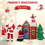 Tangkula 7 FT Christmas Inflatables Ginger House with Santa Claus & Christmas Tree