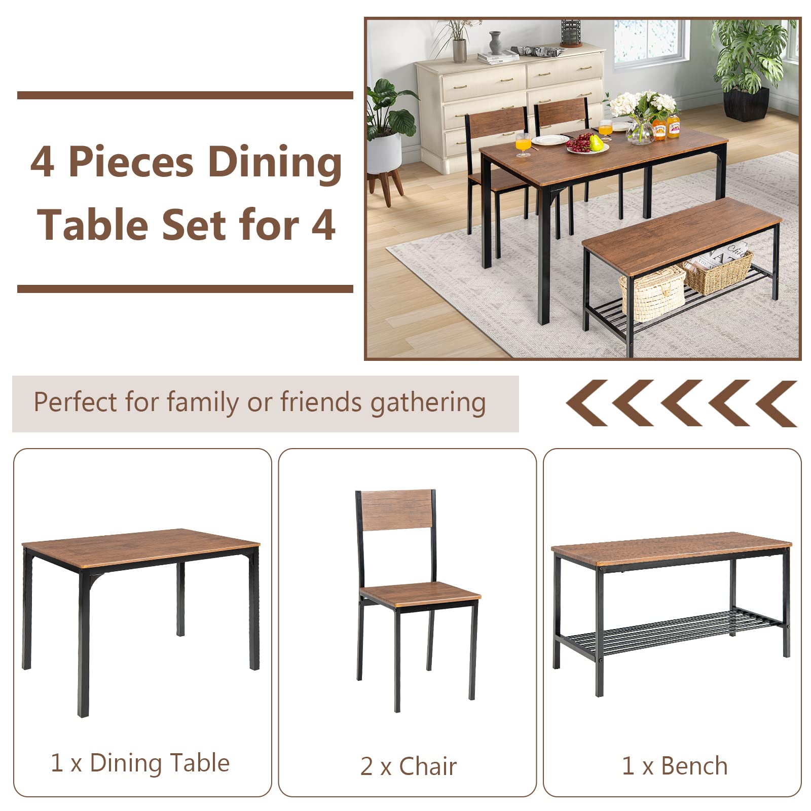 4-Piece Dining Table Set - Tangkula