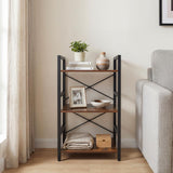 Tangkula 16.5" Width Wooden Open 3-Tier Industrial Bookshelf (1/2)