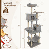 Tangkula 80 Inch Tall Multi-Level Cat Tower with Sisal Scratching Posts