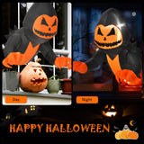 Tangkula 3.3 FT Halloween Inflatable Pumpkin Head Ghost Broke Out from Window