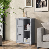 Tangkula Bathroom Floor Cabinet, Freestanding Side Storage Cabinet w/ 3 Drawers & 1 Cupboard