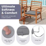 Tangkula 4 Pieces Outdoor Furniture Set, Acacia Wood Conversation Set w/Soft Seat Cushions