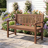 Tangkula 2-Seater Outdoor Wooden Bench with Backrest