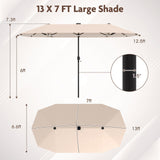 Tangkula 13 FT Large Patio Umbrella w/LED Solar Lights