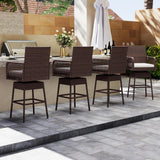 Tangkula Patio 360° Swivel Bar Stool with Cross-Woven Armrests