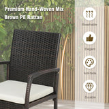 Tangkula 9 Pieces Patio Rattan Dining Set with Acacia Wood Table