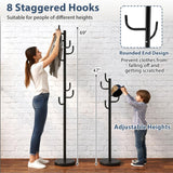 Tangkula Coat Rack Freestanding, Heavy Duty Metal Coat Tree with 8 L-Shaped Hooks & Adjustable Heights
