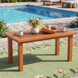 Tangkula 35.5 Inch Modern Rectangular Outdoor Coffee Table with Slatted Top