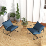 Tangkula Sling Accent Chair, Indoor Outdoor Leisure Chair with Seat & Back Cushions (Navy)
