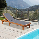 Tangkula Wood Lounge Chair Outdoor for Poolside Lawn Backyard