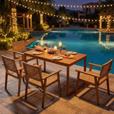 Tangkula 5 Pieces Outdoor Acacia Wood Dining Set for 4 Persons