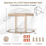 Tangkula 10x10 Ft Oversize Weatherproof Clear Outdoor Dome Tent for 8-10 People with 2 Roll-Up Doors