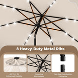 Tangkula 10 FT Outdoor Patio Umbrella with Solar LED Lights and Weighted Base-Beige