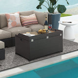 Tangkula 45 Gallon Outdoor Storage Bench, Mix Brown Rattan Storage Container with Zippered Liner
