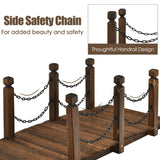 Tangkula 5 FT Wooden Garden Bridge for Landscaping Garden