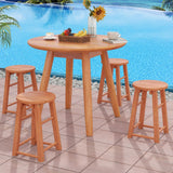Tangkula Outdoor Wood Bar Stools Set with Round Seat