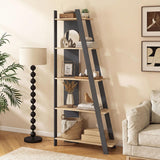 Tangkuka 4/5-Tier Ladder Bookshelf w/Trapezoidal Design for Small Space