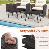 Tangkula Set of 2 Patio Ottomans, Multipurpose Rattan Ottomans w/Padded Quick Dry Foam & Heavy-Duty Metal Legs