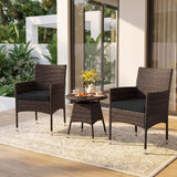 Tangkula 3 Piece Patio Furniture Set | Hand-Woven PE Wicker Conversation Set