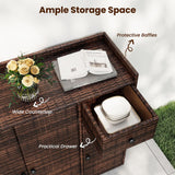 Tangkula Rattan Outdoor Storage Cabinet