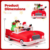 Tangkula 7.7 FT Christmas Inflatable Santa Claus & Reindeer Riding Car with Gift Bag