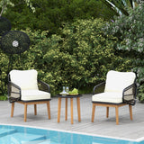 Tangkula 3 Piece Patio Chair Set, Wicker Chair & Side Table Set