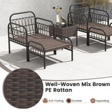 Tangkula 5 Piece Patio Conversation Set, Outdoor Wicker Chair Set w/Ottomans & Coffee Table