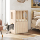 Tangkula 2-Tier Luxury Wood Cat House