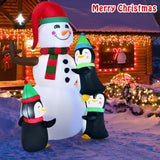6ft Christmas Inflatable Snowman with Penguins, Quick Blow up Snowman w/ Bright Lights