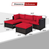 Tangkula 5 Piece Patio Furniture Set, Outdoor Sectional Rattan Sofa Set