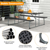 Tangkula 6 Ft Folding Picnic Table, Outdoor Picnic Table with 2 Built-in Benches, Umbrella Hole