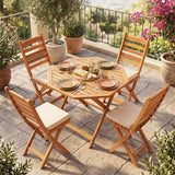 Tangkula 37.5" Acacia Wood Octagonal Folding Patio Table with Slatted Tabletop (1/2)