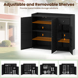 Tangkula Rattan Outdoor Storage Cabinet