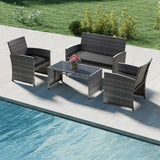 Tangkula 4 Piece Patio Wicker Furniture Set