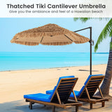 Tangkula 9.5 FT Cantilever Hula Tiki Thatch Patio Umbrella