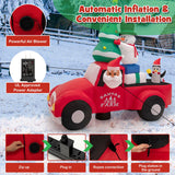Tangkula Christmas 8 FT Inflatable Santa Claus Driving a Car with LED Lights & Air Blower