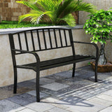 Tangkula Metal Outdoor Park Bench 50 Inches Patio Garden Bench