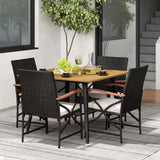 Tangkula 5 Pieces Patio PE Wicker Dining Set, Outdoor Dining Table and Chairs with Cushions