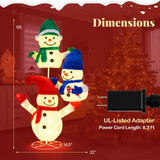 Tangkula 5 FT Christmas Lighted 3 Stacked Snowman Decoration