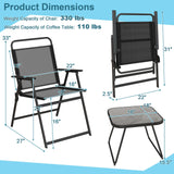 Tangkula 3 Piece Patio Folding Dining Set