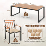 Tangkula 9 Pieces Patio Dining Set, Outdoor Acacia Wood Table and Chairs with Soft Cushions and 1.9” Umbrella Hole