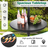 Tangkula Outdoor Umbrella Table Tray, Portable Round Table Tray with Umbrella Hole