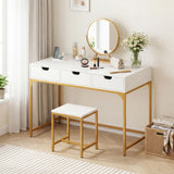 Tangkula Modern Computer Desk Hidden Compartment Heavy-Duty Metal Frame